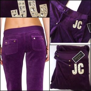 JUICY COUTURE Velour Mosaic Bling Aubergine Pants